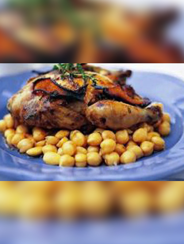 Citrus Spatchcocks With Warm Chickpeas & Almonds Image